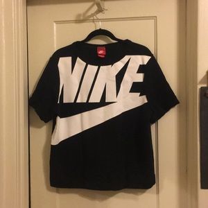 Nike Black Short Sleeved Sweatshirt w/ White Logo